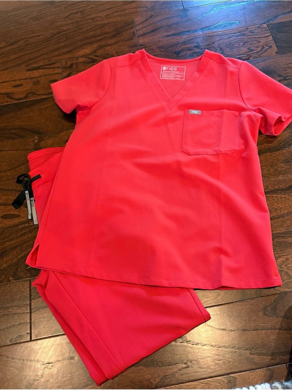 FIGS Women's Scrub Set in Bright Coral Pink